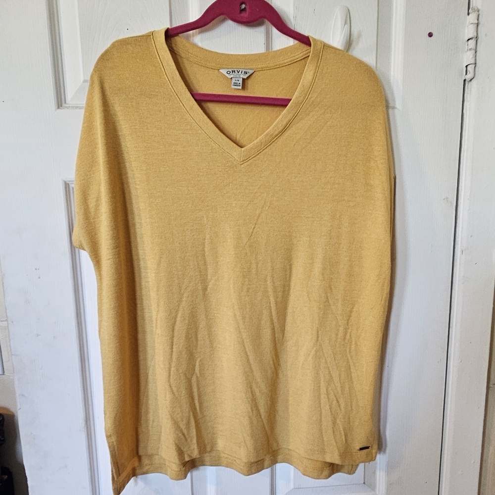 Orvis Mustard Yellow V-Neck Sweater